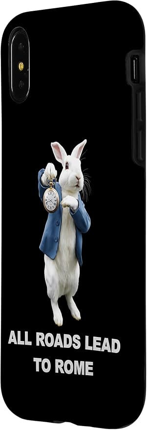 Funny AI Rabbit Meme Tshirt - All Roads Lead to Rome Humor Case for iPhone X/XS - Image 2