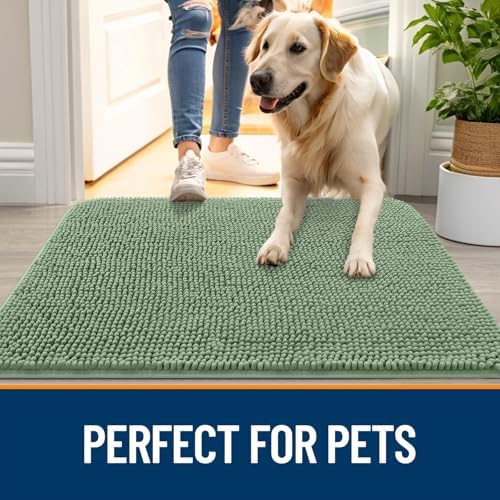 OLANLY Dog Door Mat for Muddy Paws 40x24, Super Absorbent Chenille Mud Mat - Image 6