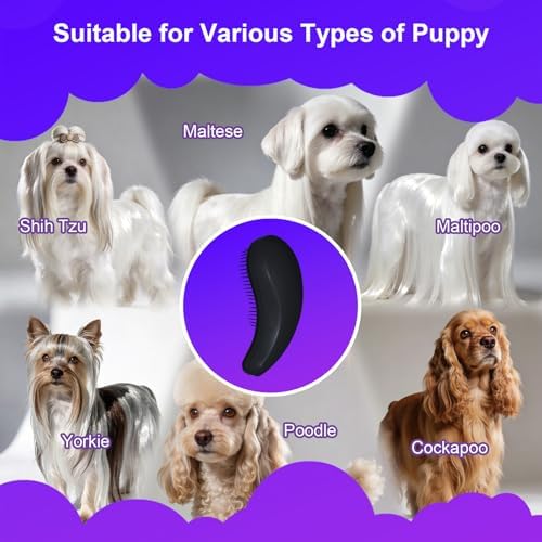Small Dog Brush, Skin-friendly Soft Bristles (Black) - Image 6