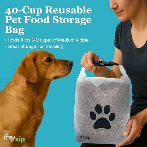 (re)zip Large Pet Food Travel Bag & Kibble Carrier, 40-Cup Roll Top Magenta - Image 2