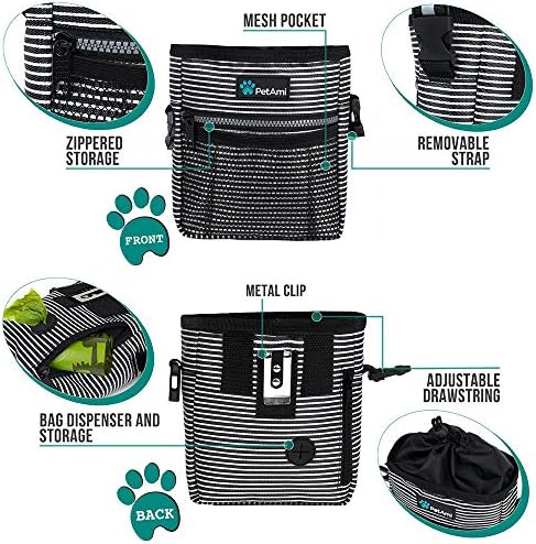 PetAmi Hands Free Dog Treat Pouch for Training and Walking, Stripes - Image 3