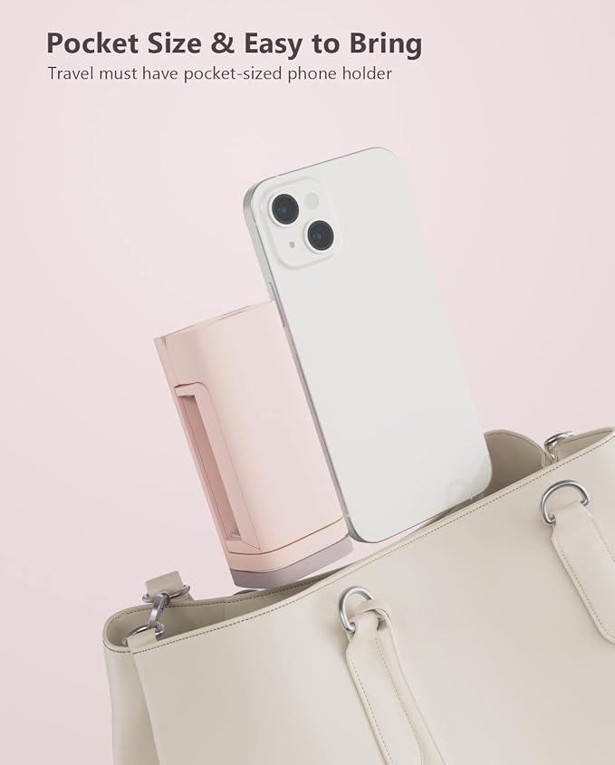 MiiKARE Travel Essentials Airplane Phone Holder, Universal Handsfree Phone Mount for Flying with 360 Degree Rotation, Travel Must Haves Phone Stand for Desk, Tray Table, Pink - Image 6