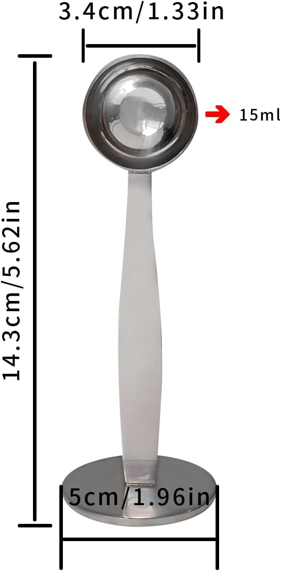 2-in-1 Coffee Scoops, 304 Stainless Steel Tablespoon Measure Spoon, with Pressed Bottom for Coffee Bean Press Coffee Grinding Pressing（Silver15 ml） - Image 5
