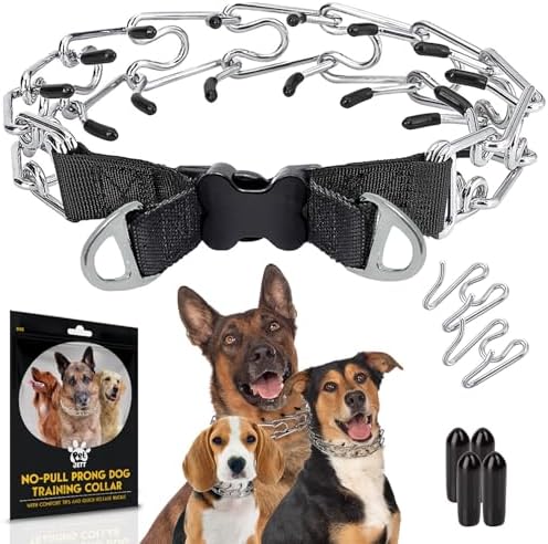 PetJett Prong Collar for Dogs Training Collar Adjustable Choke Collar Quick Release Pinch Collar for Small Medium Large Dogs No Pull Dog Collars Walking Tool - Stainless Steel Metal Choker Chain by PETJETT