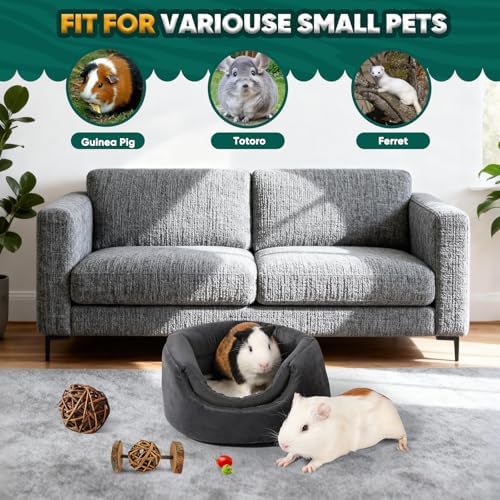 Guinea Pig Hideout - 2 in 1 Foldable Guinea Pig Bed with Pure White Soft Top, Large Entrance for 1 Adult Small Pet, Ideal Bed for Small Pets, Dark Gray - Image 4
