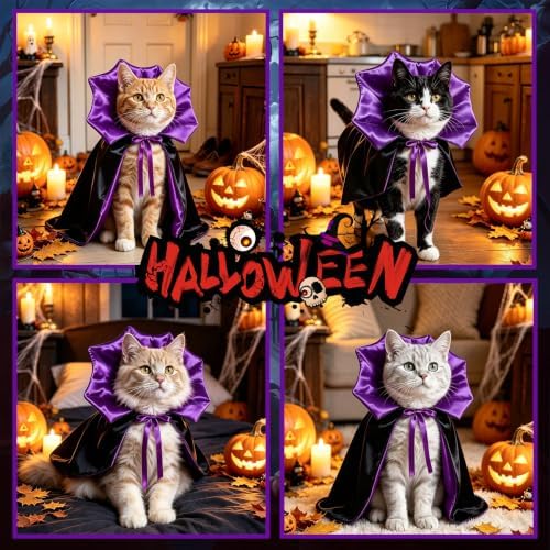 GOYOSWA Cat Halloween Costumes Pet Cat Dog Halloween Vampire Costume Devil Vampire Cape Cloak Halloween Costumes for Cats X-Small Small Dogs Pets - Image 5