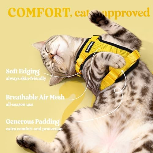 rabbitgoo Cat Harness and Leash Set, Escape Proof Vest, Yellow - Image 4