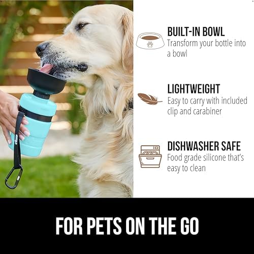 GORILLA GRIP Portable Dog Water Bottle, Food Grade Silicone, 12oz Turquoise - Image 5