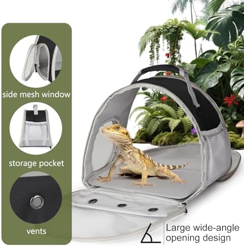 Bearded Dragon Travel Carrier,Lizards Carrier, Small Animal Travel Carrier for Sugar Glider Hedgehog Rat Parrot Bird Guinea Pig, Portable Guinea Pig Travel Bag for 2 - Image 4