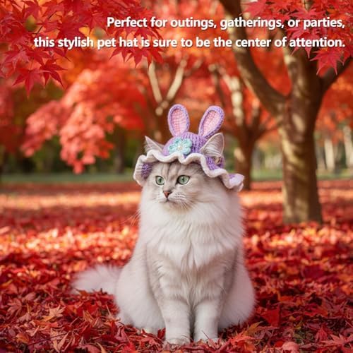 Cute Cat Hats Costume Suitable for 5 to16 lbs - Rabbit Kitten Hat Head Circumference 11" or Less Cat Hats for Cats only Pet Christmas Photography Outfits - Image 6