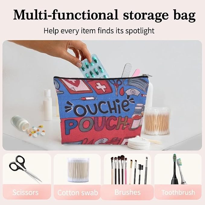 Ouch Pouch Med Kit Bag Small Nurse Medical Bag Pouch Emergency Pouches for School Camping Travel Medicine Bags for Family First Aid Kit Organizer Pouches Medication Storage Bags for Pills Ouchie Bag - Image 2