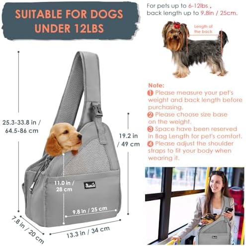 SlowTon Dog Sling Carrier, Hands Free Hard Bottom for Small Dogs up to 11lb - Image 5