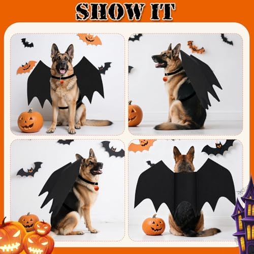 Dog Halloween Costumes for Large Dogs, Dog Bat Wings with Pumpkin Bell Pet Halloween Cosplay Party Dress Up (X-Large) - Image 2