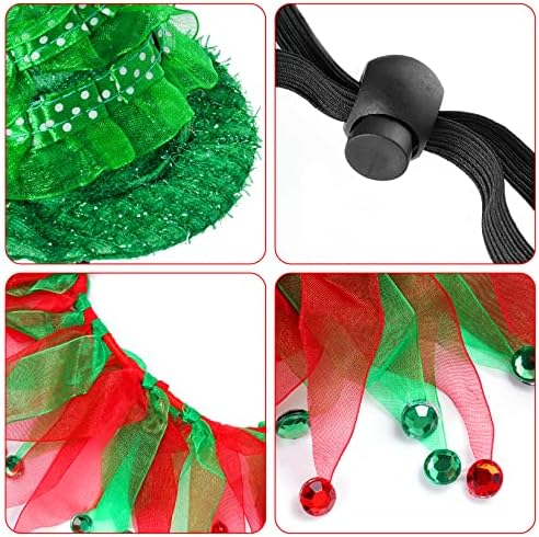 Cat Christmas Costume Suit, Hmxpls Small Dogs & Cats Tutu Collar and Green Shiny Hat Cute Costume Suit Kitten Outfit Clothing for Birthday Party Thanksgiving Christmas Holiday - Image 3