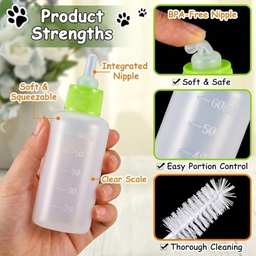 Tondiamo 17 Pcs Puppy Kitten Bottle Feeding Kit Nursing Milk, Yellow Green - Image 3