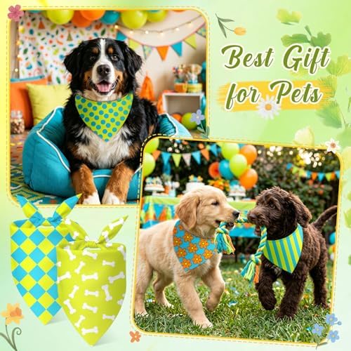 Weewooday 50 Pcs Cartoon Dog Bandana Bulk for Hippie Paw Print Flower Adventure Cute Triangle Soft Dog Bibs Summer Theme Birthday Party Supplies for Small Medium Large Costume 31.5 x 21.7 X21.7 Inch - Image 4