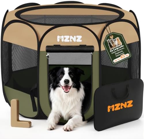 Dog Cat Small Animal Puppy Playpen Crate, Large, Olive Green by MZNZ