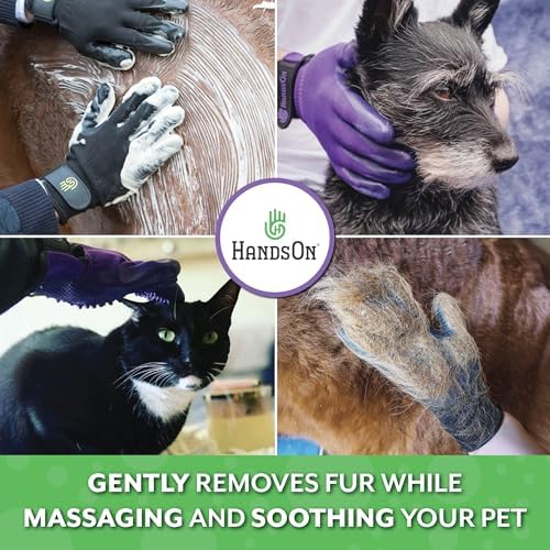 H HANDSON Pet Grooming Gloves - Patented #1 Ranked, Award Winning Shedding, Bathing, & Hair Remover Gloves - Gentle Brush for Cats, Dogs, and Horses (Grey, X-Large) - Image 2
