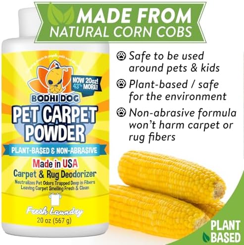 Bodhi Dog Natural Carpet Deodorizer Powder - Dry Pet Smell Eliminator & Urine Odor Remover - Loosens Fur & Dirt - Plant-Based Room Freshener for Vacuuming Home - Fresh Laundry (Pack of 1) - Image 3