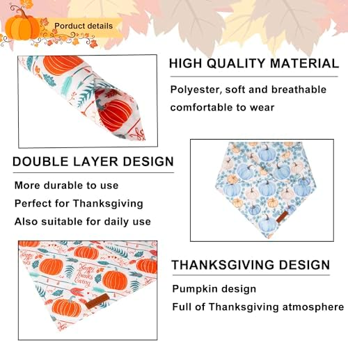 ADOGGYGO Thanksgiving Dog Bandana, Fall Pumpkin Dog Scarf, Small - Image 5