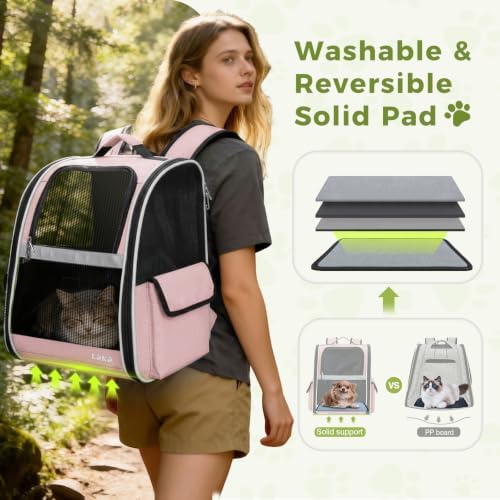 Lekereise Cat Backpack Carriers, Dog Carrier Backpacks with Breathable Mesh for Small Medium Cats Dogs Puppy Up to 18 Lbs, Pet Foldable Carrying Backpack Ventilated for Travel Hiking Collapsible - Image 5
