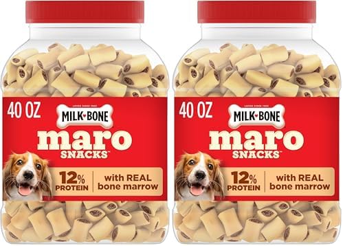 Milk-Bone MaroSnacks Peanut Butter Flavor (Artificially Flavored) Dog Treats with Real Bone Marrow, 40 Oz. Canister (Pack of 2) by Milk-BoneDogTreats