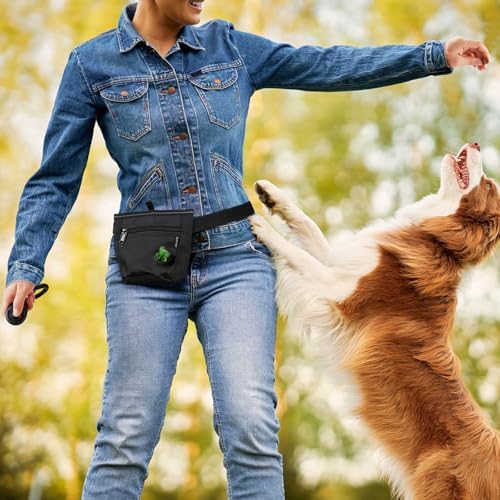 Gobeigo 2 Cup Magnetic Closure Dog Treat Pouch with Training Clicker(Black) - Image 5
