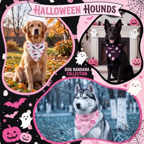Weewooday 50 Pink Halloween Dog Bandana Bulk for Large Dog Lover Gift - Image 6