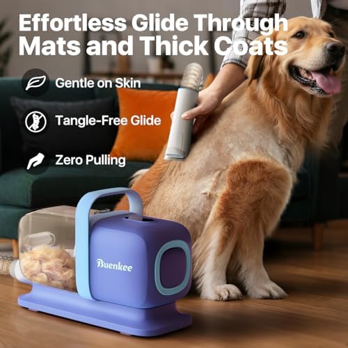 Buenkee Dog Grooming Vacuum Kit, 15000Pa Clipper, Shedding Brush, 2L, Blue - Image 4