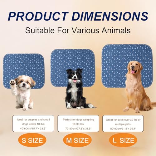 Puppy Pads with Pheromones, Washable Pee Pads for Dogs Potty Training, Reusable Dog Mat with Pet Hair Removal Gloves for Playpen, Crate, Whelping Box (Blue,M) - Image 2