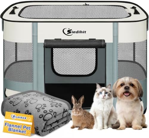 Siedihit 28" Dog Playpen,Cat Puppy Pen, Pet Portable Crate Indoor Outdoor by Siedihit