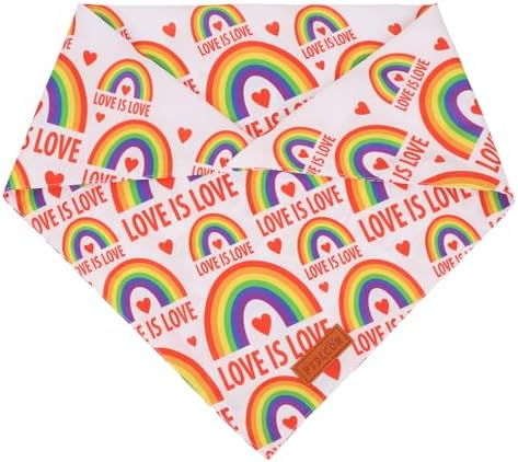 PTDECOR Rainbow Dog Bandanas Pride Day Love is Love Pet Scarf, Large - Image 5
