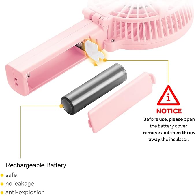 EasyAcc Mini Handheld Fan, Personal Cooling Fan Folding USB Desk Fan Small Portable Table Fan for Travel Camping Outdoors Office Home - Pink… - Image 2