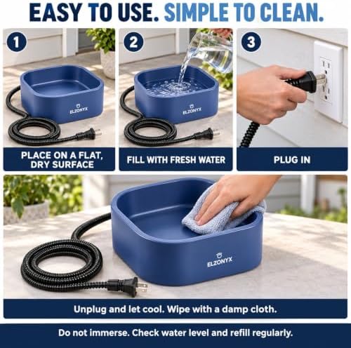Heated Water Bowl, 4L/1.06 Gal Large Capacity Heated Pet Bowl with Automatic Temperature Control, Outdoor Heated Dog Water Bowl for Winter, Freeze Protection for Dogs, Cats & Animals - Image 7