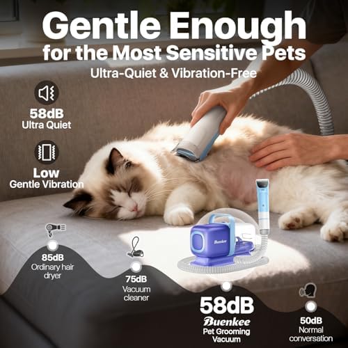 Buenkee Dog Grooming Vacuum Kit, 15000Pa Clipper, Shedding Brush, 2L, Blue - Image 6