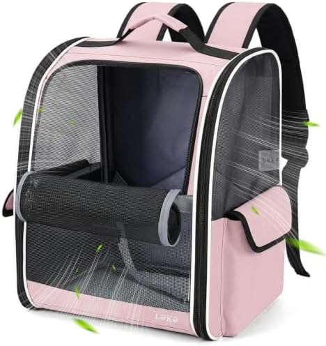 Lekereise Cat Backpack Carriers, Dog Carrier Backpacks with Breathable Mesh for Small Medium Cats Dogs Puppy Up to 18 Lbs, Pet Foldable Carrying Backpack Ventilated for Travel Hiking Collapsible by Lekereise