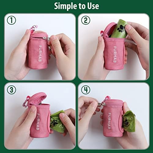 FURHAB Dog Poop Bag Holder for Leash with Carabiner Clip Soft Fabric - Image 5