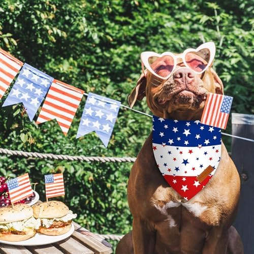 2 Pieces 4th of July Dog Bandanas, Patriotic Dog Bandanas Double Sided Reversible Triangle Scarves with American Flag Stars and Stripes Design for Dogs and Cats - Image 5