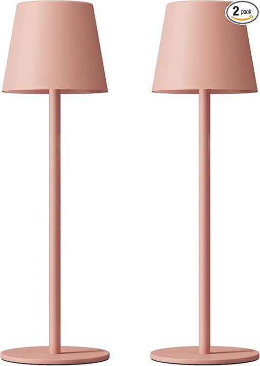 Kakanuo Cordless Table Lamp Rechargeable Pink - KK 2 Pack 5000mAH Battery Operated Lamp for Counter, 3 Color Stepless Dimming Wireless Lamp for Dining Kitchen, Outdoor Patio, Touch Control by KakanuoLightings
