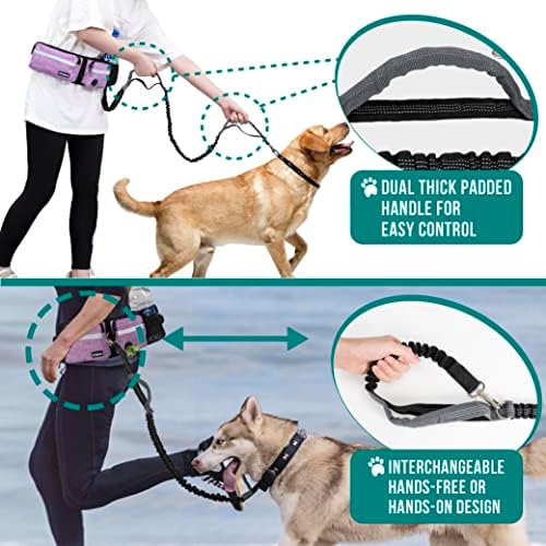 PetAmi Hands Free Dog Leash with Waist Running Belt Bag, Double (Purple) - Image 6