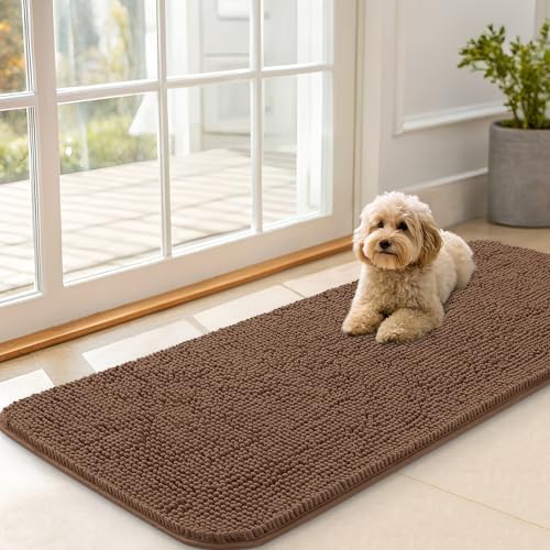 OLANLY Dog Door Mat for Muddy Paws 47x20, Super Absorbent Chenille Mud Mat by OLANLY
