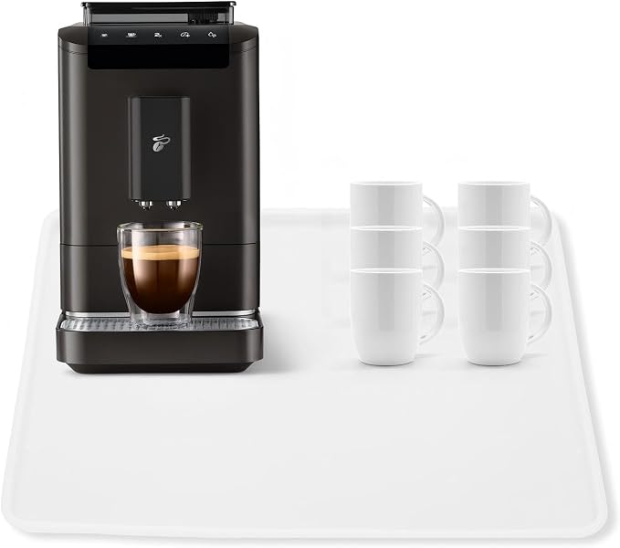Coffee Mat, 19.7"x15" Coffee Mat, Espresso Maker and Kitchen Counter, Bar Accessories for Countertop, Dish Drying Mat, Anti-Slip, Anti-Vibration Pad for Espresso Machine, White by Cadetian