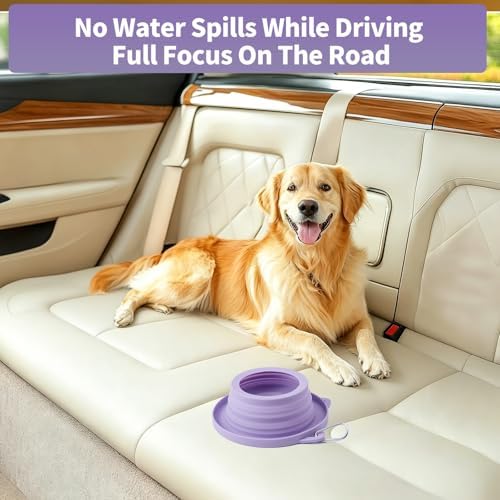 Spill Proof Dog Water Bowl for Car Road Trip, Collapsible Pet Travel Bowl - Image 2