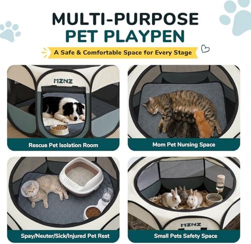 Dog Cat Small Animal Puppy Playpen Crate with Pee Pad, Large, Grey - Image 6