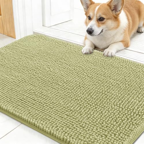 OLANLY Dog Door Mat for Muddy Paws 24x16, Super Absorbent Chenille Mud Mat by OLANLY