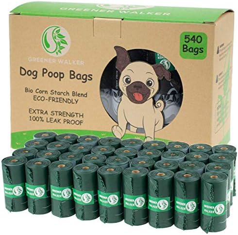 GREENER WALKER Poop Bags for Dog Waste-540 Bags,Extra Thick Strong 100% Leak Proof Dog waste Bags (Deep Green) by GREENERWALKER