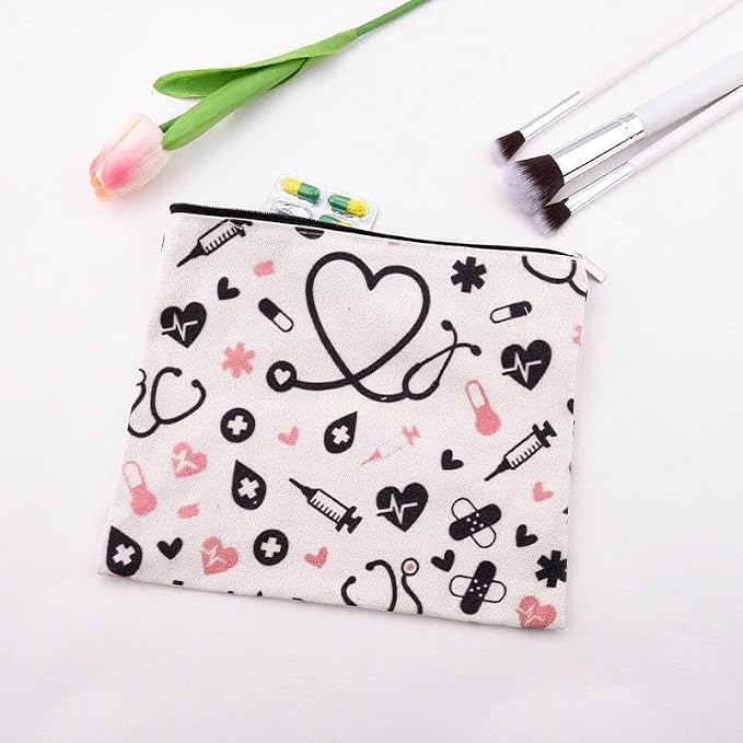 Small Home Medical Bag Pouch Nurse Pocket Protector Pouch Pharmacist Doctor Bag Accessories for Women Family Emergency Medical Kit Nursing Student Essential Supplies for Clinicals Canvas First Aid Bag - Image 6