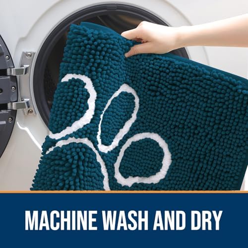 OLANLY Dog Door Mat for Muddy Paws 70x46, Paw Print Design Chenille Mud Mat - Image 5