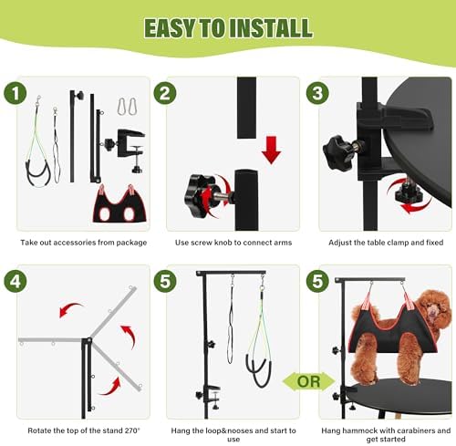 Dog Grooming Arm 35" with Hammock, Haunch Holder for Small Medium Pets - Image 7