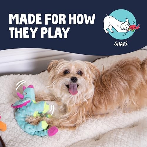 goDog Dinos Frills Squeaky Plush Dog Toy, Teal, Small - Image 5